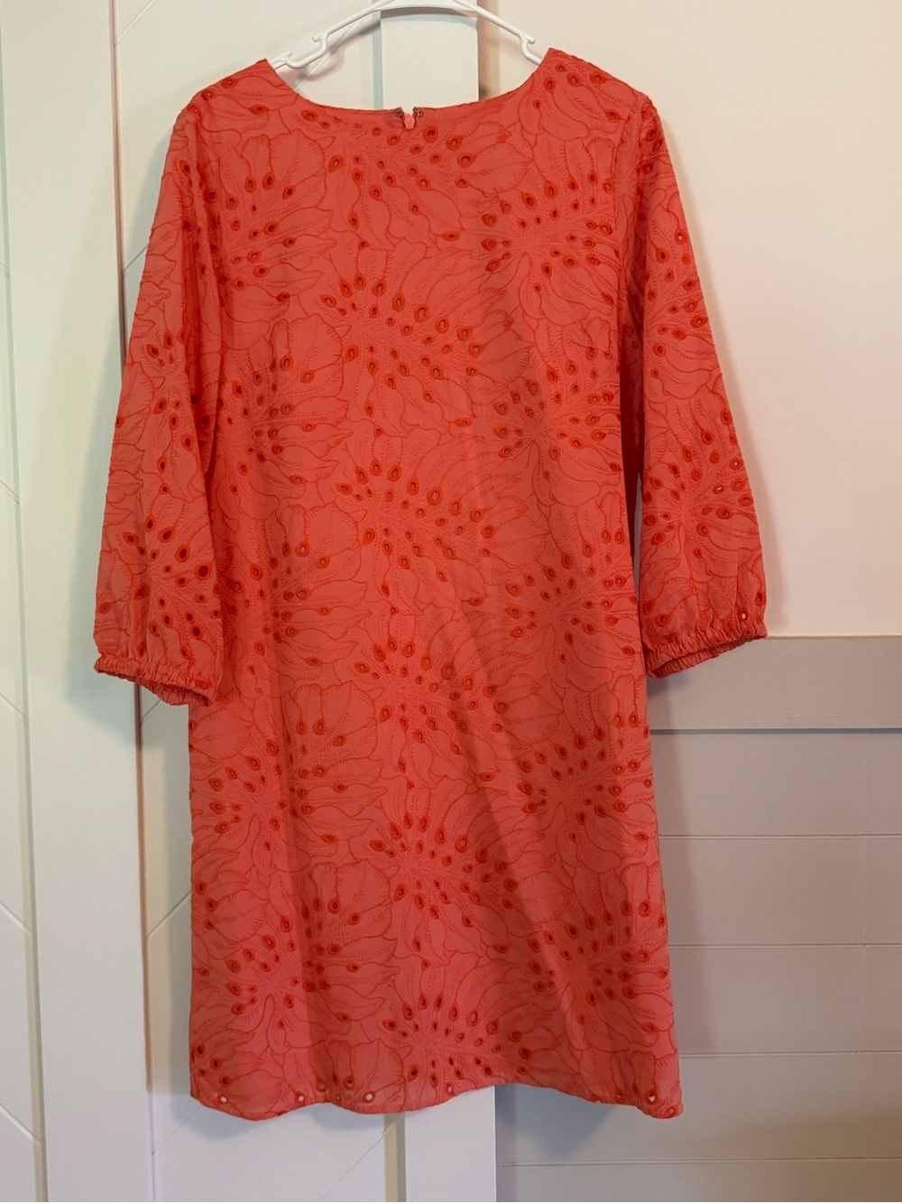 Preston & York Coral Eyelet Embroidered Shift Dress Size 10 - Picture 6 of 8